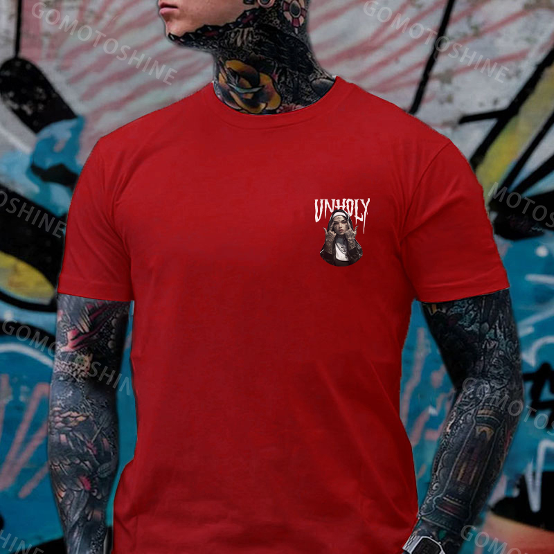UNHOLY Defiant Nun Print Men's T-Shirt Image - 15