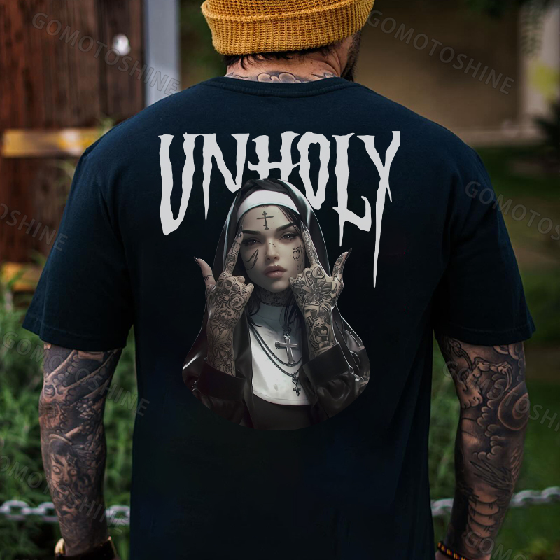 UNHOLY Defiant Nun Print Men's T-Shirt Image - 9