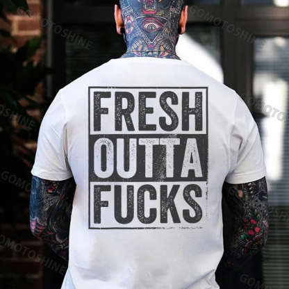 FRESH OUTTA F*CKS Black Print T-Shirt Image - 2
