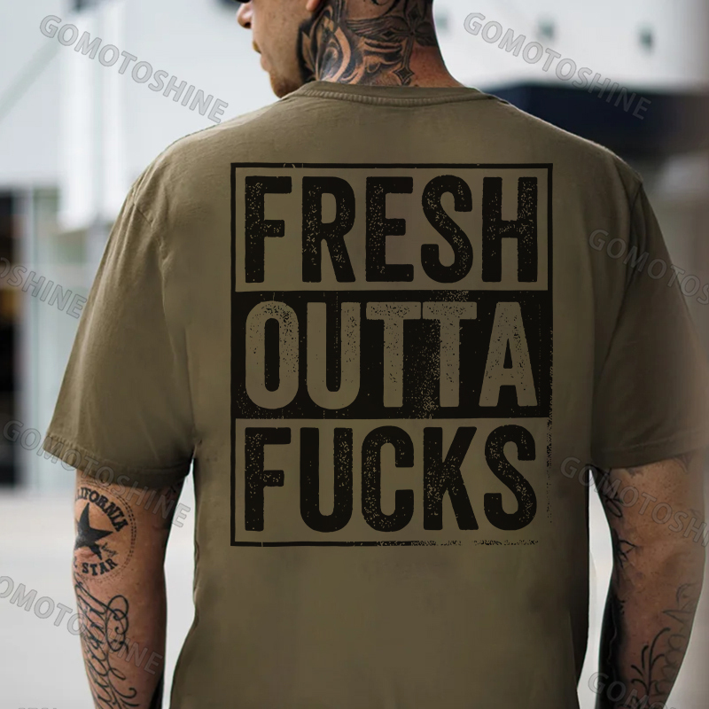FRESH OUTTA F*CKS Black Print T-Shirt Image - 5