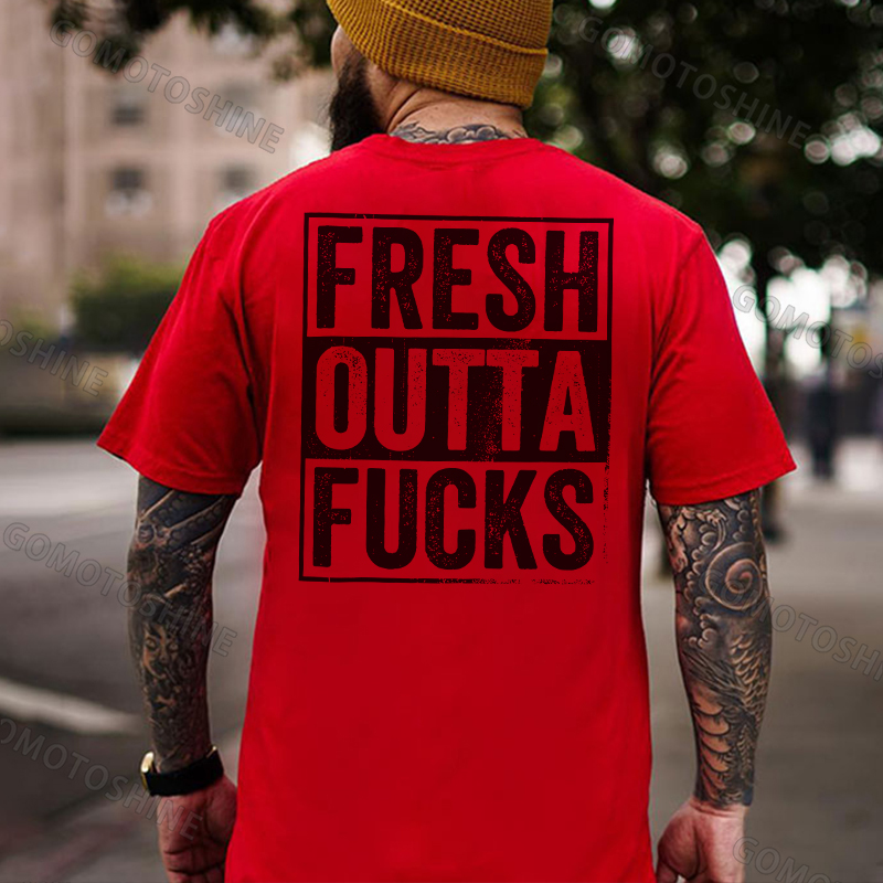FRESH OUTTA F*CKS Black Print T-Shirt Image - 6