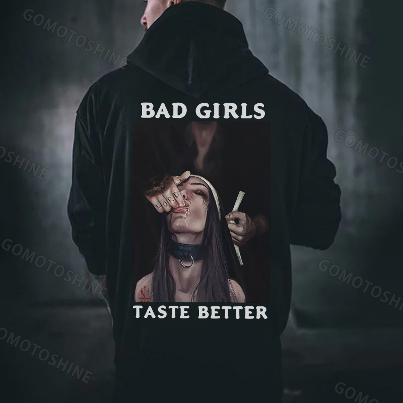 BAD GIRLS TASTE BETTER Suck Finger Nun Print Men's Hoodie Image - 1