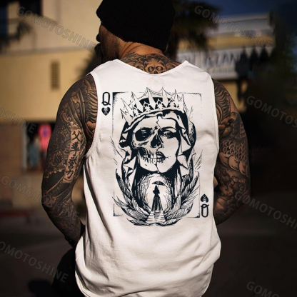 Poker Q Gloomy Queen Print Men's Vest Image - 1