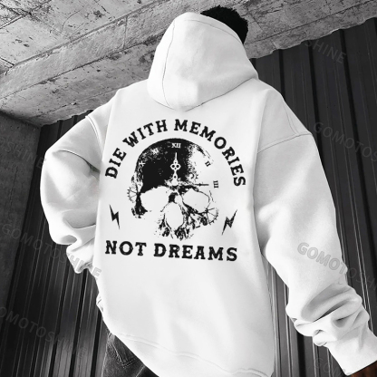 DIE WITH MEMORIES NOT DREAMS Skull Clock Print Men's Hoodie
