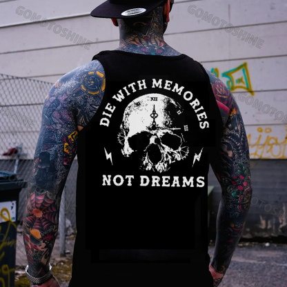 DIE WITH MEMORIES NOT DREAMS Skull Clock Print Men's Vest Image - 1