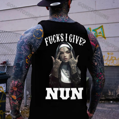 FUCKS I GIVE NUN Defiant Nun Print Men's Vest Image - 1