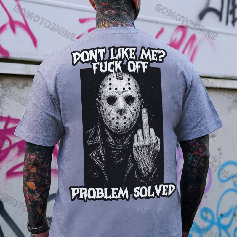 DON'T LIKE ME FUCK OFF Defiant Jason Voorhees Print Men's T-shirt Image - 3