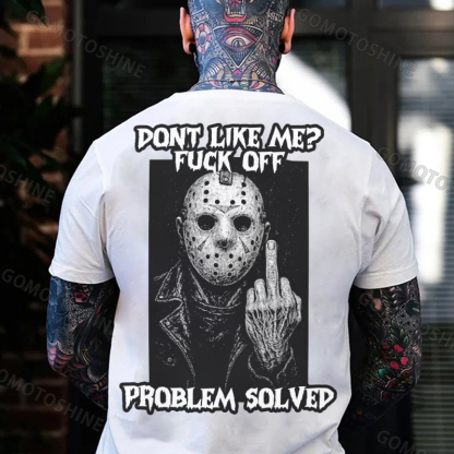 DON'T LIKE ME FUCK OFF Defiant Jason Voorhees Print Men's T-shirt Image - 2