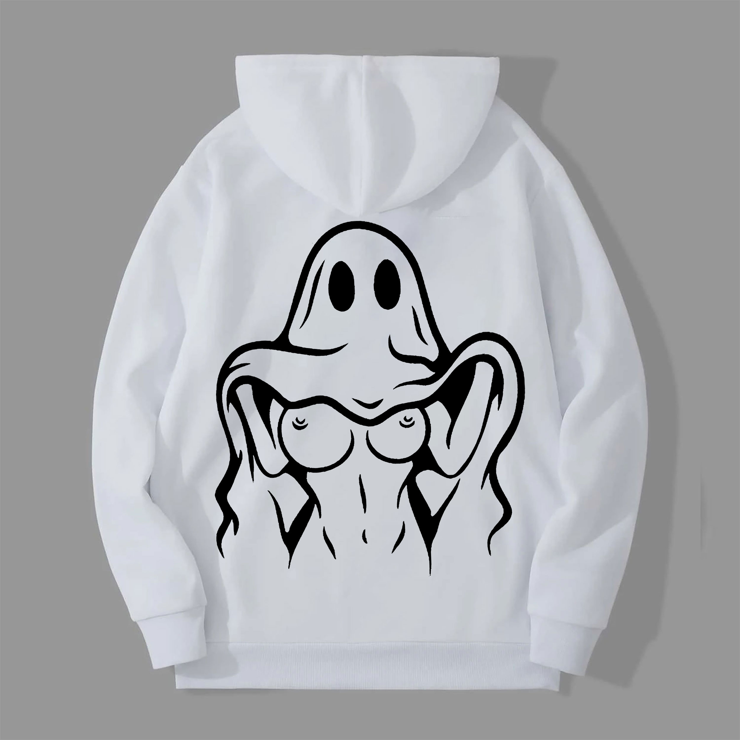 Naughty Ghost with Sexy Boobs Graphic Print Hoodie Image - 4