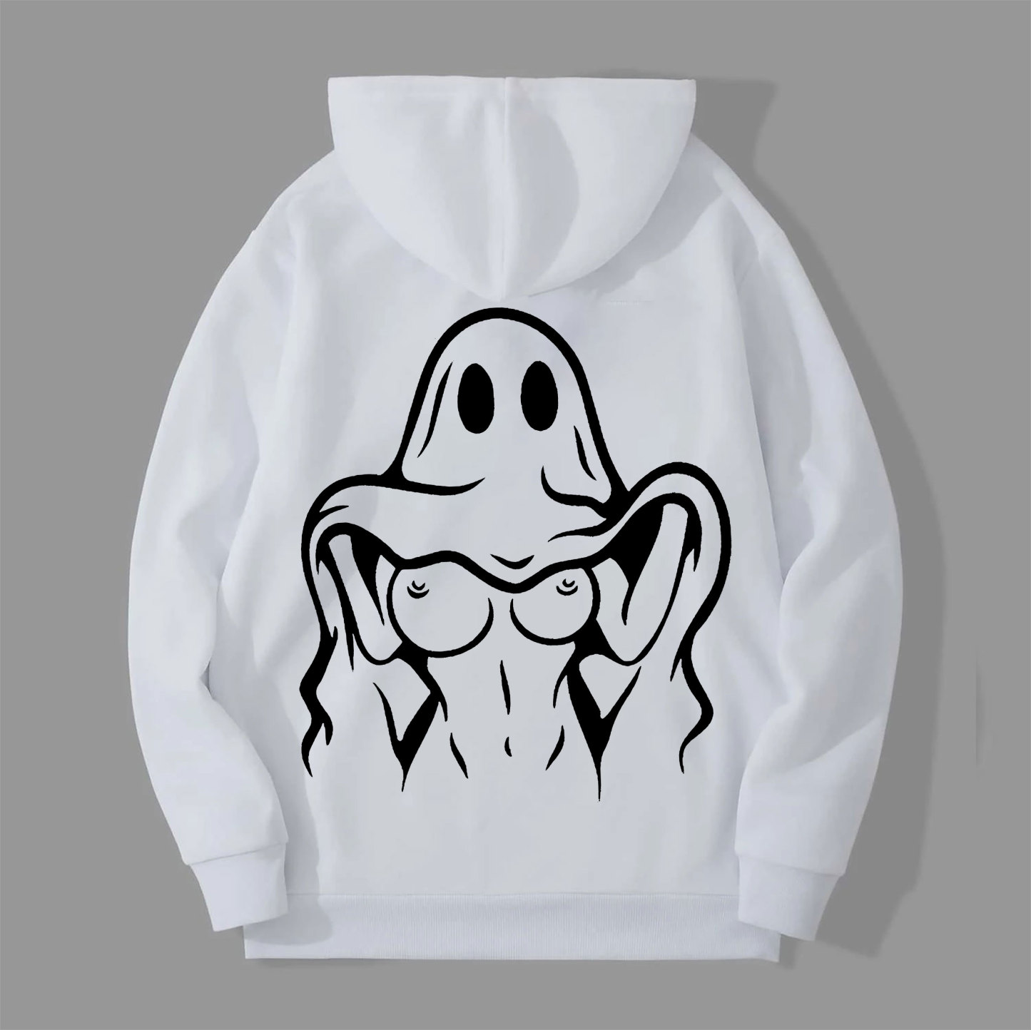 Naughty Ghost with Sexy Boobs Graphic Print Hoodie Image - 4