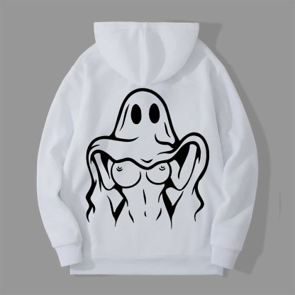 Naughty Ghost with Sexy Boobs Graphic Print Hoodie Image - 4