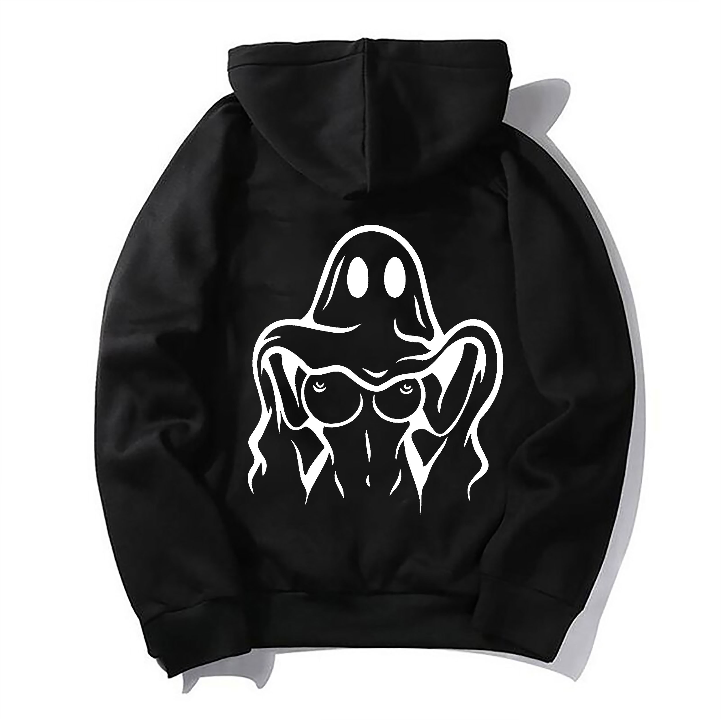 Naughty Ghost with Sexy Boobs Graphic Print Hoodie Image - 5