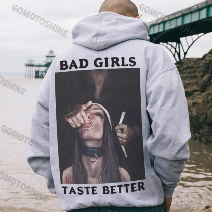 BAD GIRLS TASTE BETTER Suck Finger Nun Print Men's Hoodie Image - 3