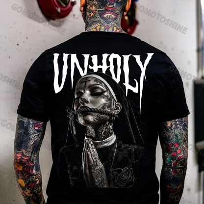 UNHOLY Praying Tied Nun Print Men's T-shirt Image - 1