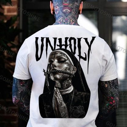 UNHOLY Praying Tied Nun Print Men's T-shirt Image - 2