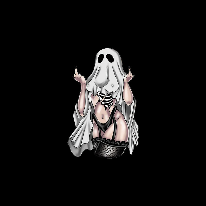 Defiant Ghost with Sexy Figure Naughty Print T-shirt Image - 3