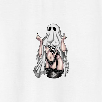 Defiant Ghost with Sexy Figure Naughty Print T-shirt Image - 4