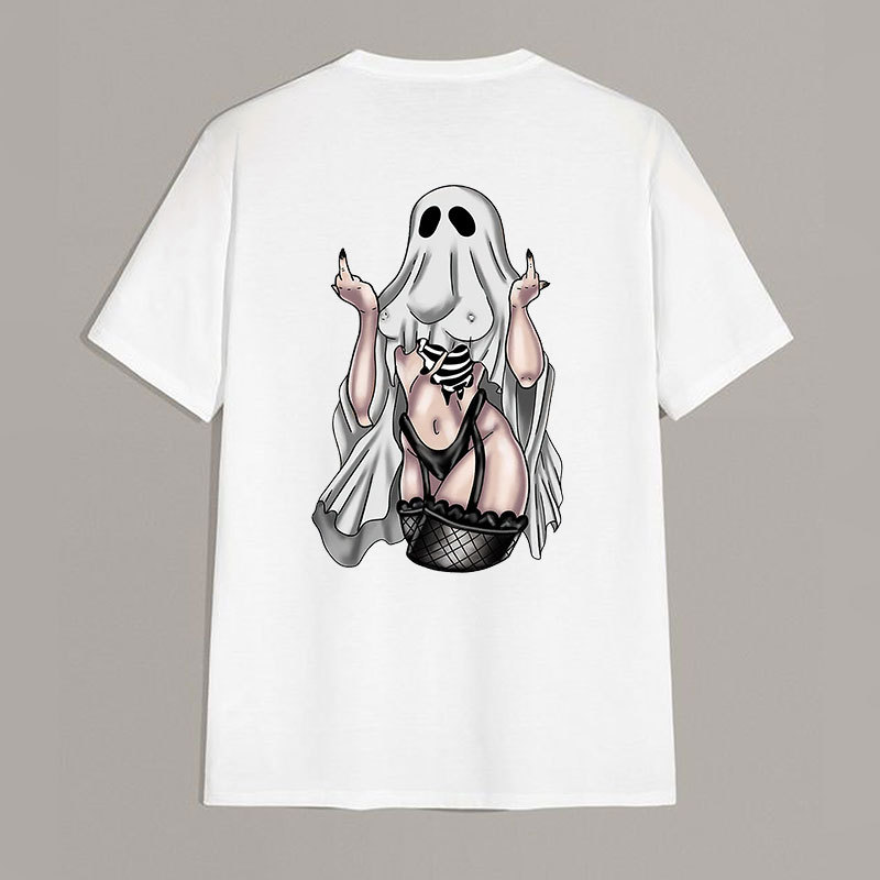 Defiant Ghost with Sexy Figure Naughty Print T-shirt Image - 6