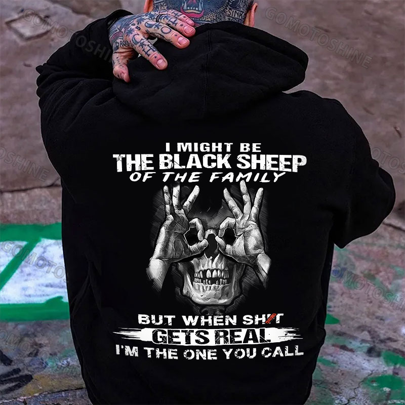 I MIGHT BE THE BLACK SHEEP OF THE FAMILY Skull With OK Print Men's Hoodie Image - 1