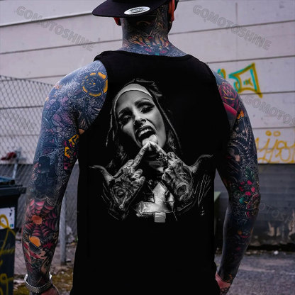 Nun and crucifix Print Men's Vest Image - 1