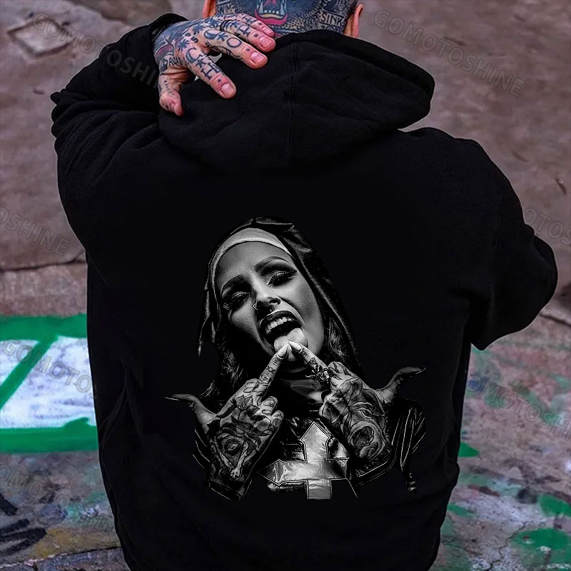 Nun and crucifix Print Men's Hoodie Image - 1