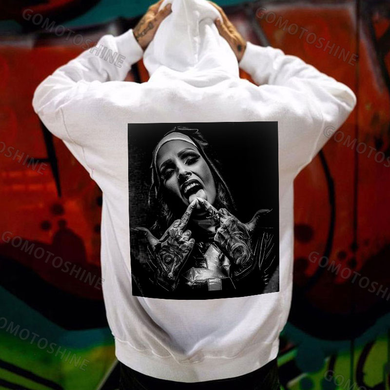 Nun and crucifix Print Men's Hoodie Image - 2