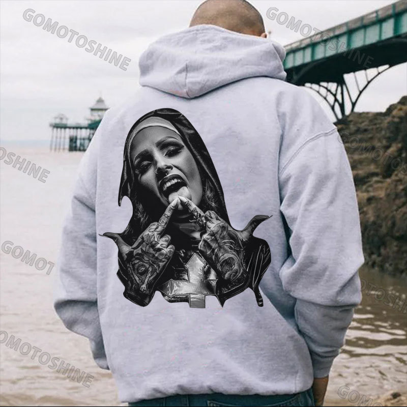 Nun and crucifix Print Men's Hoodie Image - 3