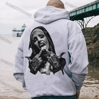 Nun and crucifix Print Men's Hoodie Image - 3