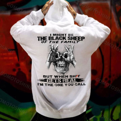 I MIGHT BE THE BLACK SHEEP OF THE FAMILY Skull With OK Print Men's Hoodie Image - 2