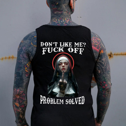 DON'T LIKE ME F*CK OFF Defiant Nun Print Men's Vest Image - 1