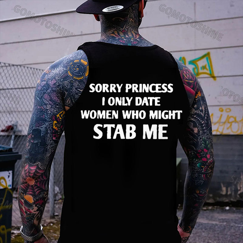SORRY PRINCESS I ONLY DATE Letter Graphic Print Men's Vest