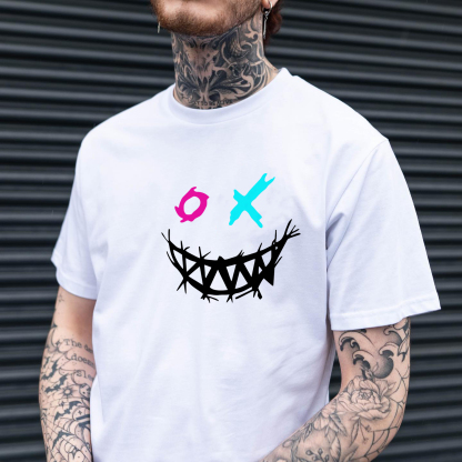 Evil Emoji Modern Style Black Print T-Shirt Image - 5