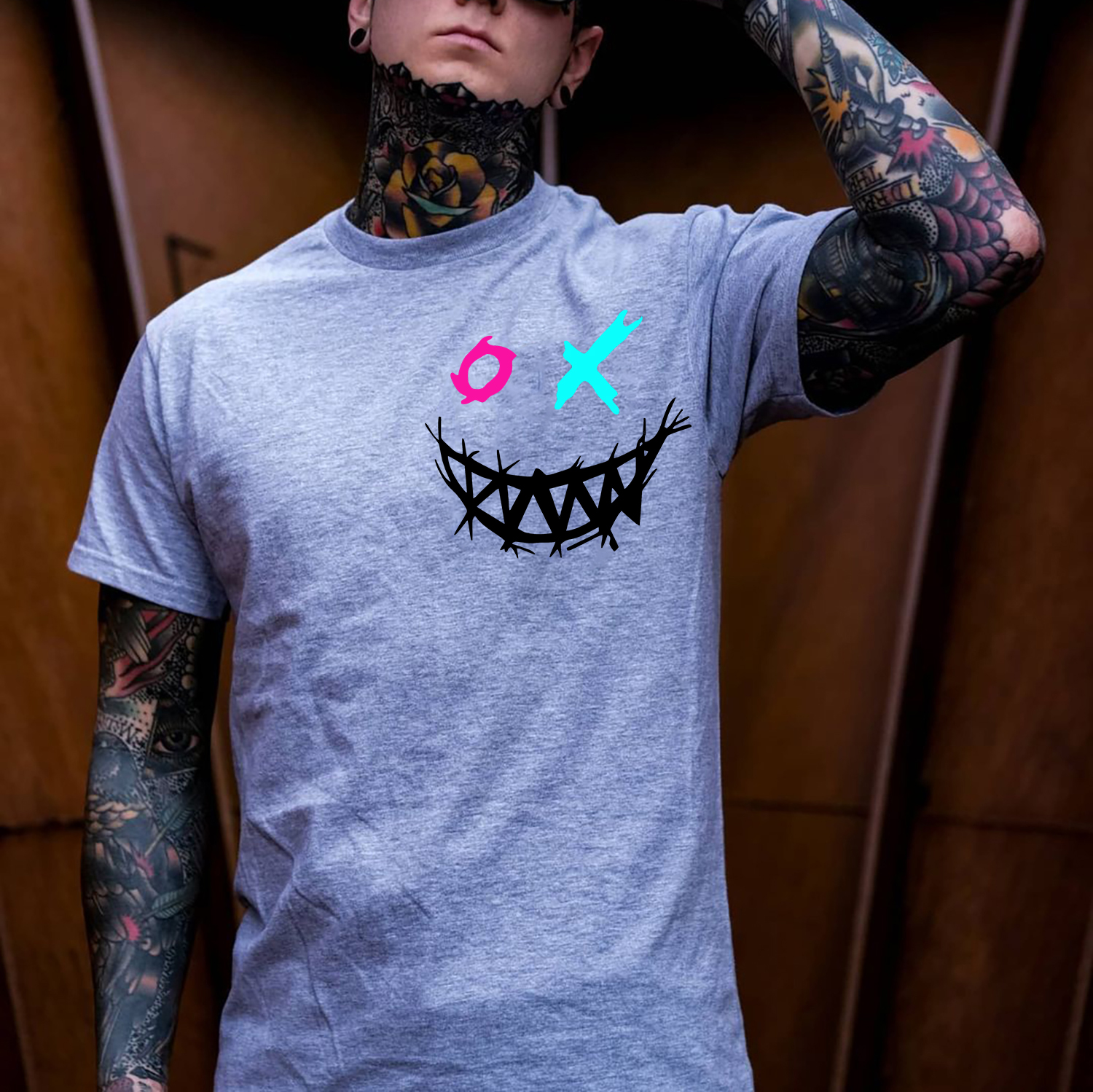 Evil Emoji Modern Style Black Print T-Shirt Image - 6