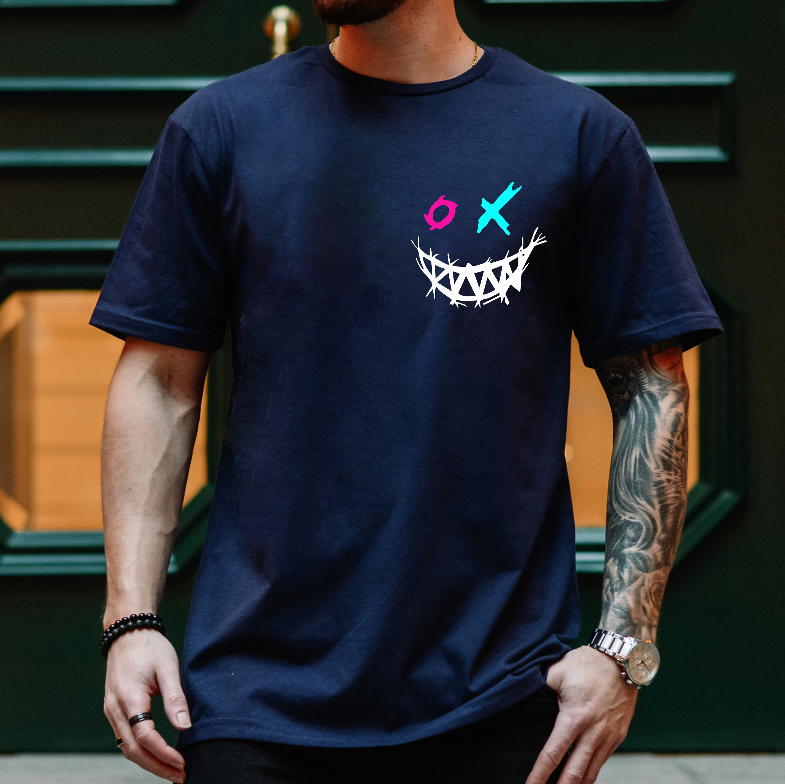 Evil Emoji Modern Style Black Print T-Shirt Image - 7