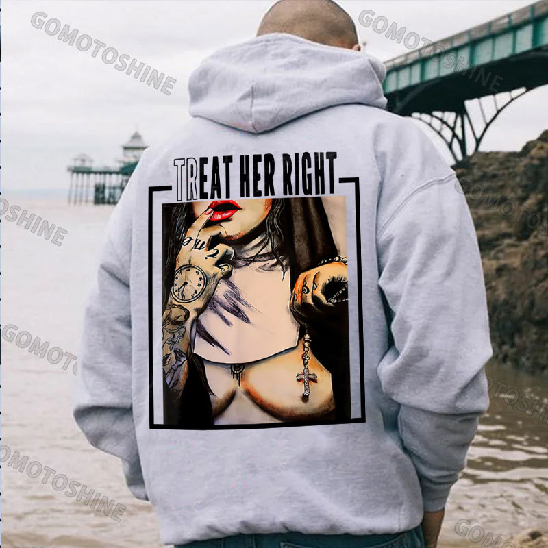 TREAT HER RIGHT Sexy Nun Print Men's Hoodie Image - 3