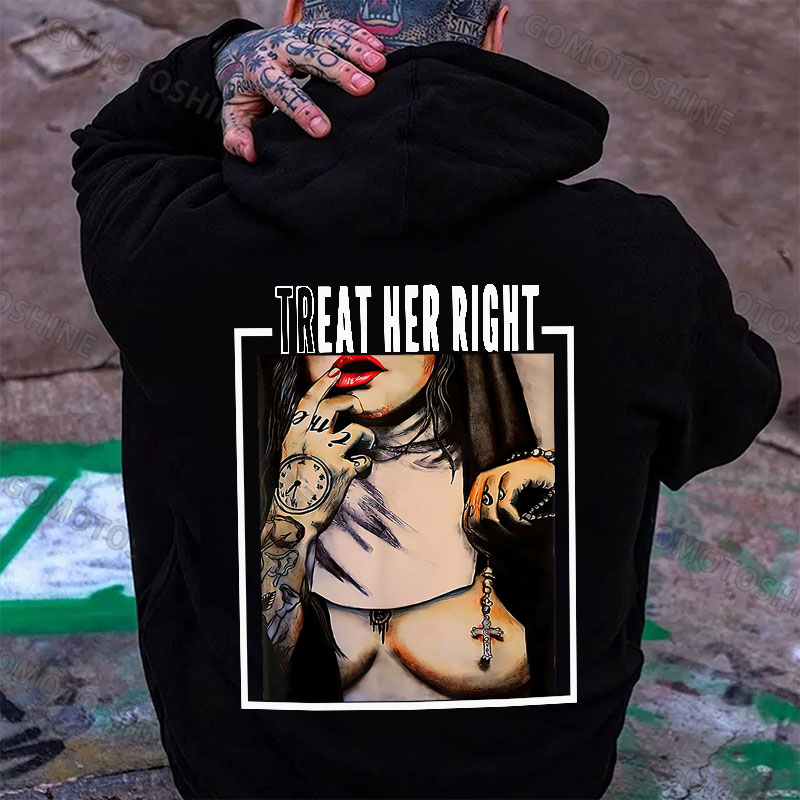 TREAT HER RIGHT Sexy Nun Print Men's Hoodie Image - 1