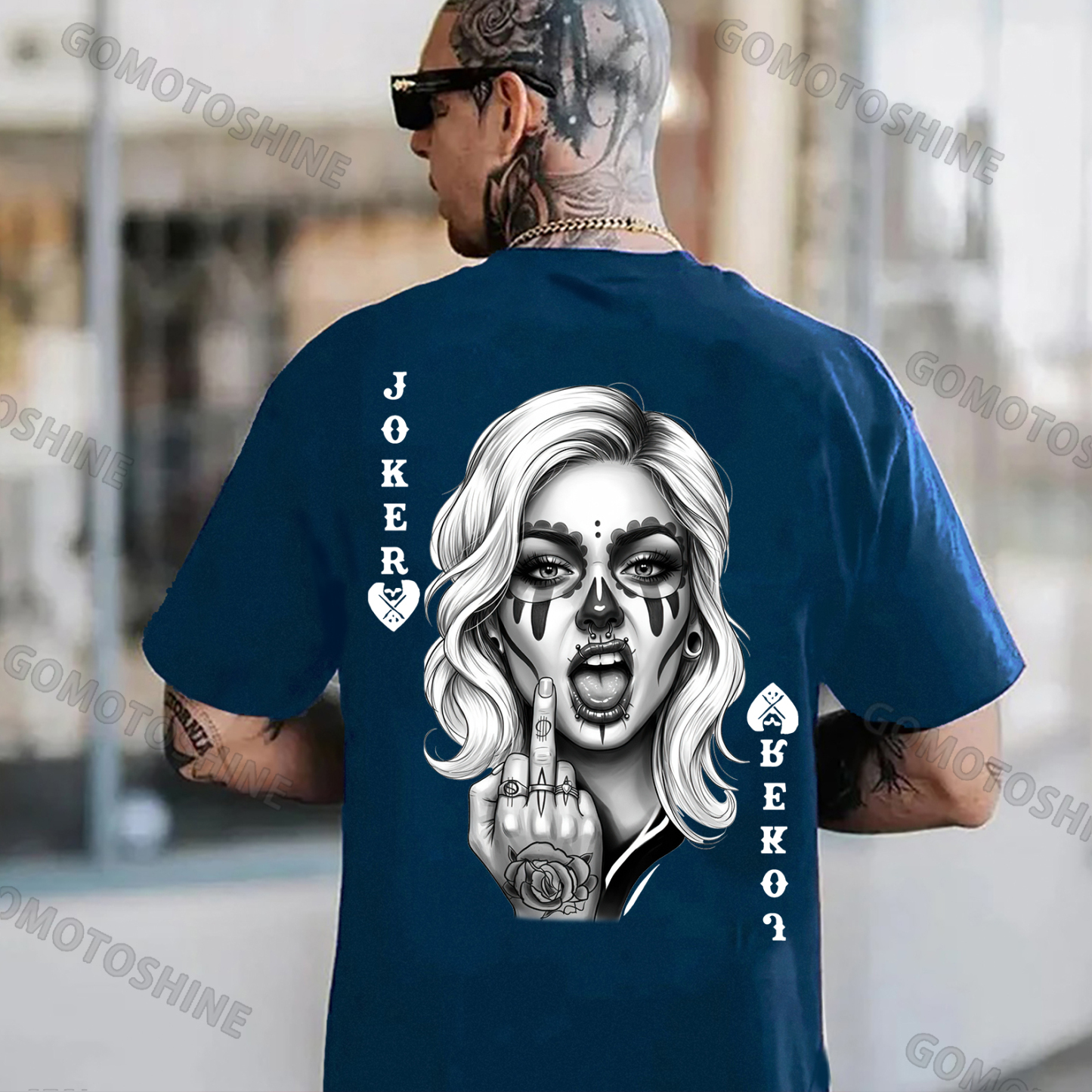 Poker Defiant Joker Lady Print Men's T-shirt Image - 4