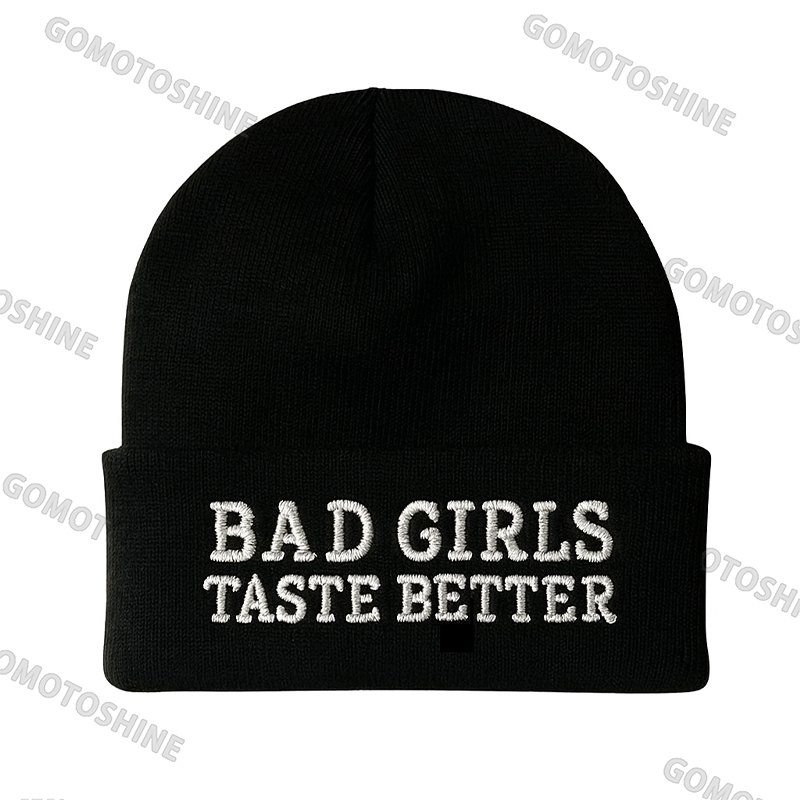 BAD GIRLS TASTE BETTER Embroidery Knit Cuffed Beanie Image - 1
