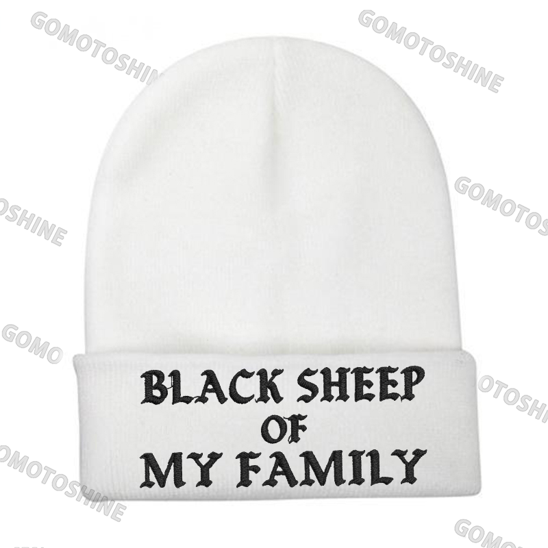 BLACK SHEEP OF MY FAMILY Embroidery Knit Cuffed Beanie Image - 2