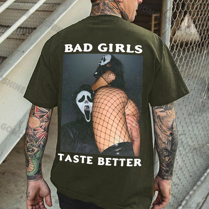 BAD GIRLS TASTE BETTER Scream Mask Print Men's T-shirt Image - 5