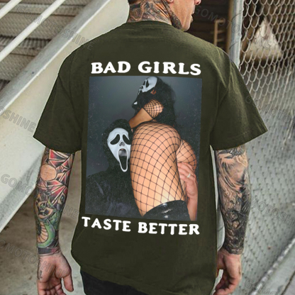 BAD GIRLS TASTE BETTER Scream Mask Print Men's T-shirt Image - 5