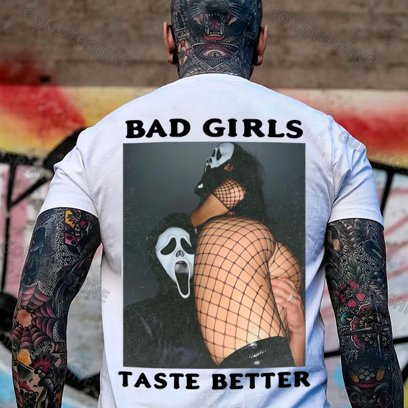 BAD GIRLS TASTE BETTER Scream Mask Print Men's T-shirt Image - 2