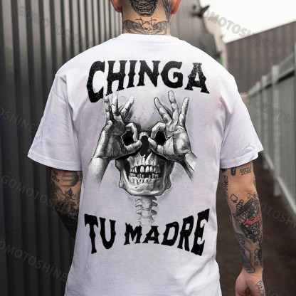 CHINGA TU MADRE Skull With OK Print Men's T-Shirt
