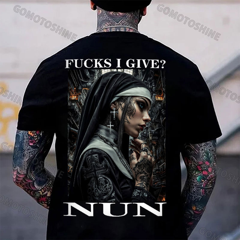 FUCKS I GIVE NUN Gangster Nun Print Men's T-shirt Image - 1