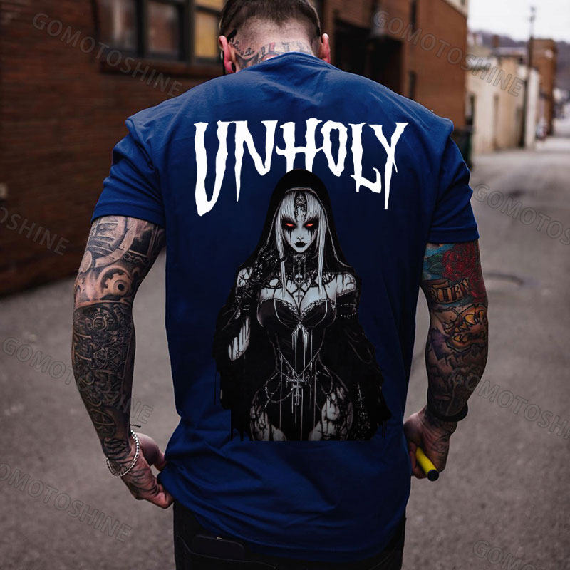UNHOLY Evil Nun Print Men's T-shirt Image - 4