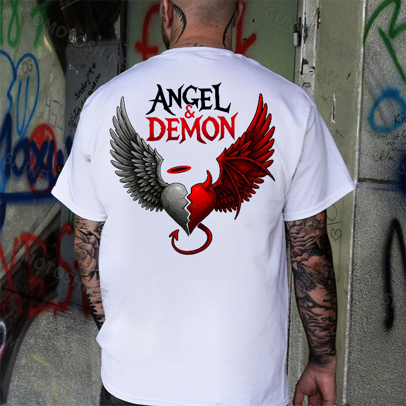 ANGEL & DEMON Print Men's T-Shirt Image - 2