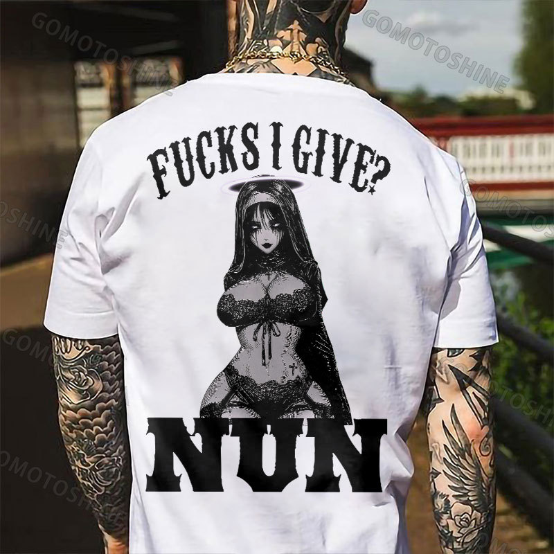 FUCKS I GIVE NUN Sexy Gloomy Nun Print Men's T-Shirt Image - 2