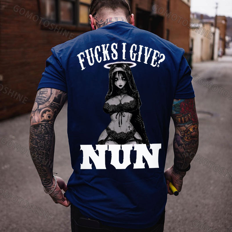 FUCKS I GIVE NUN Sexy Gloomy Nun Print Men's T-Shirt Image - 4