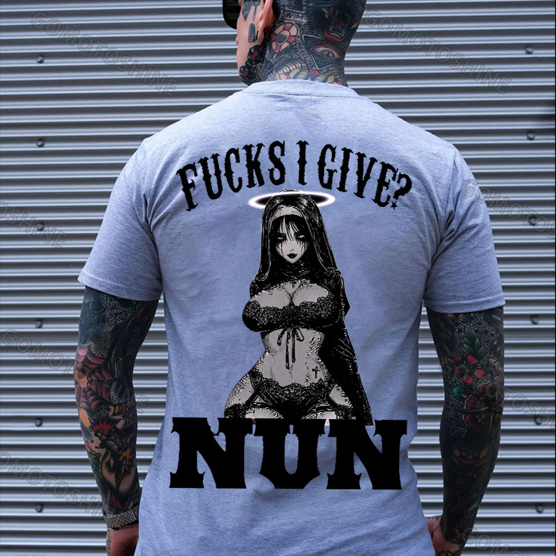 FUCKS I GIVE NUN Sexy Gloomy Nun Print Men's T-Shirt Image - 3