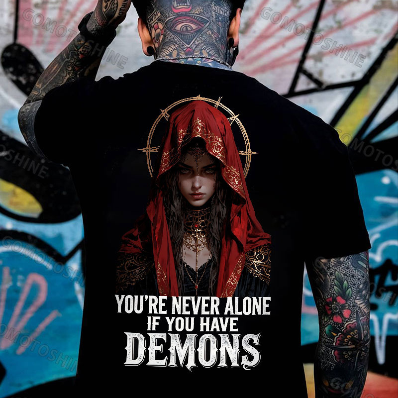 YOU'RE NEVER ALONE IF YOU HAVE DEMONS Holy Cyber Nun Print Men's T-shirt Image - 1